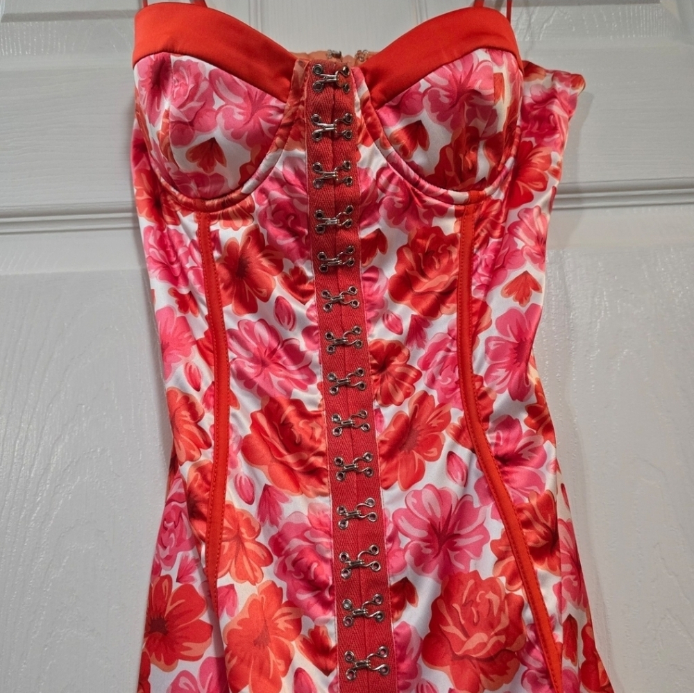 Oh Polly Pink Red Floral Mini Dress
